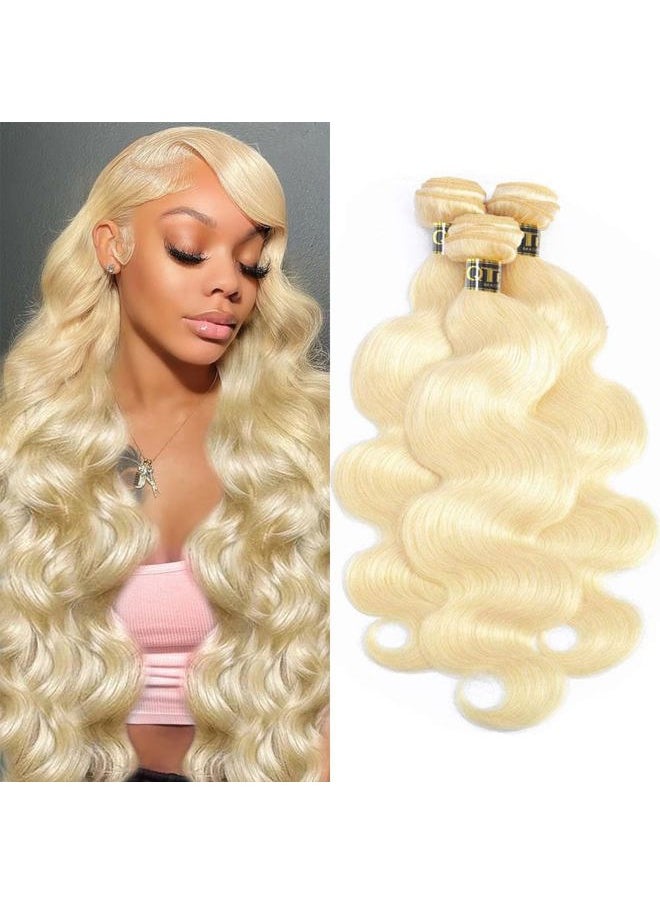 QTHAIR Body Wave Human Hair Blonde Bundles 18 20 22inch 16A Grade 100% Brazilian Human Hair Color #613 Platinum Blonde Body Wave Brazilian Virgin Body Wavy Bundles  - Image 1