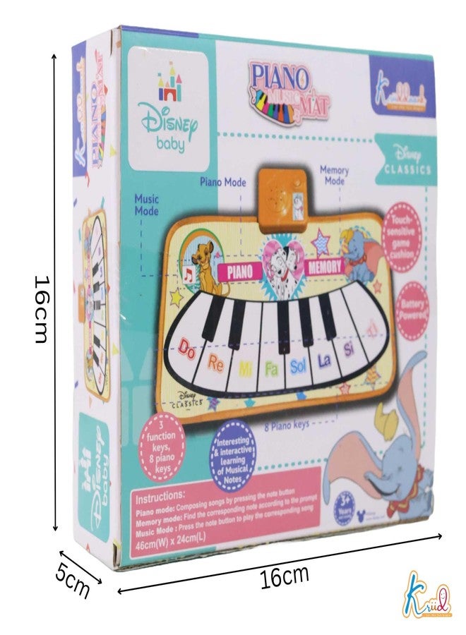 Kriiddaank Disney Piano Music Mat - Electronic Floor Keyboard for Toddlers & Kids | Interactive Musical Dance Playmat with 8 Piano Keys & 3 Function Keys | Educational Learning Toy for Boys & Girls 3+ - Image 3