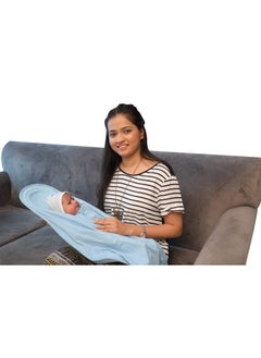 HOOPA 2-In-1 Hooded Feeding Pillow Blue | Feeding Pillow With Cover | Nursing Pad With Baby Cover Baby Carrier, Reclined Carrier, Infant Carrier  - Image 1