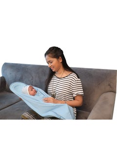HOOPA 2-In-1 Hooded Feeding Pillow Blue | Feeding Pillow With Cover | Nursing Pad With Baby Cover Baby Carrier, Reclined Carrier, Infant Carrier  - Image 2