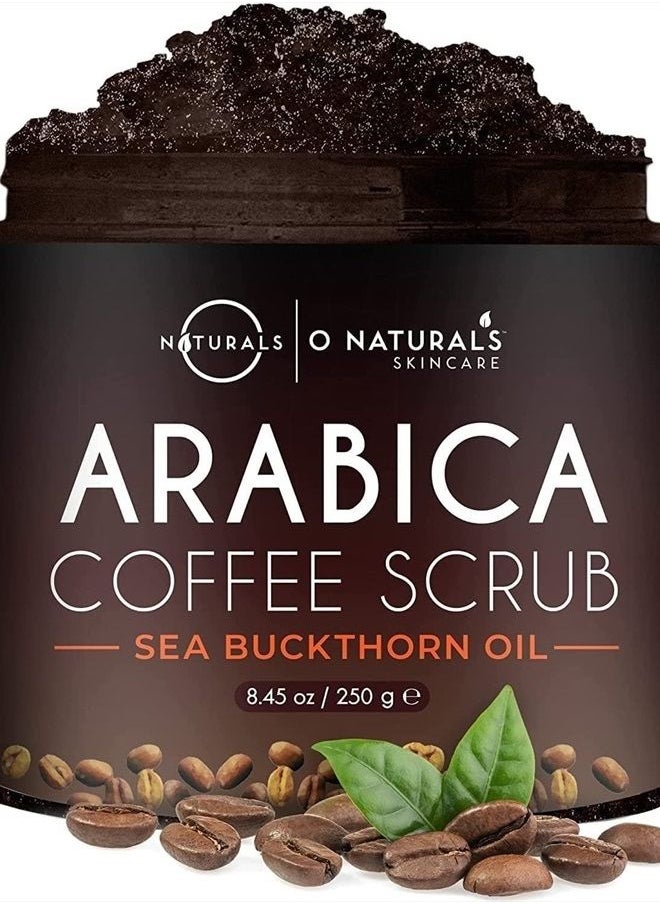 O Naturals Organic Coffee Arabica Women & Mens body scrub, Natural Dead Sea Salt Scrub, Moisturizing Leg, Hand Scrub & Face Scrub, Natural Body Polish, 8.45oz  - Image 1