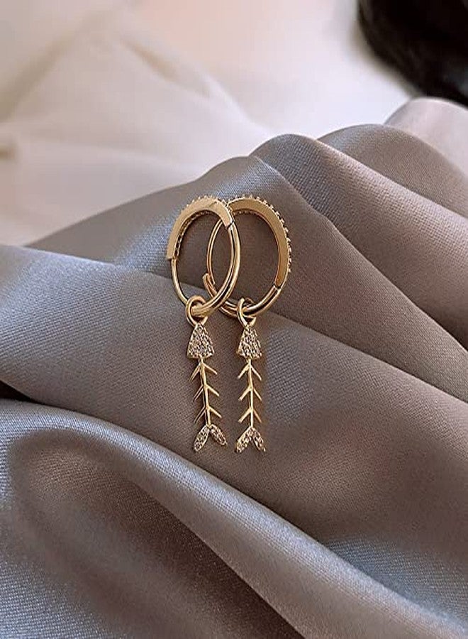 Honmin® Micro-Inlaid Fishbone Earrings for Women | All-Match Cute Ear Clips | Fashion Jewellery | Gold - Image 4