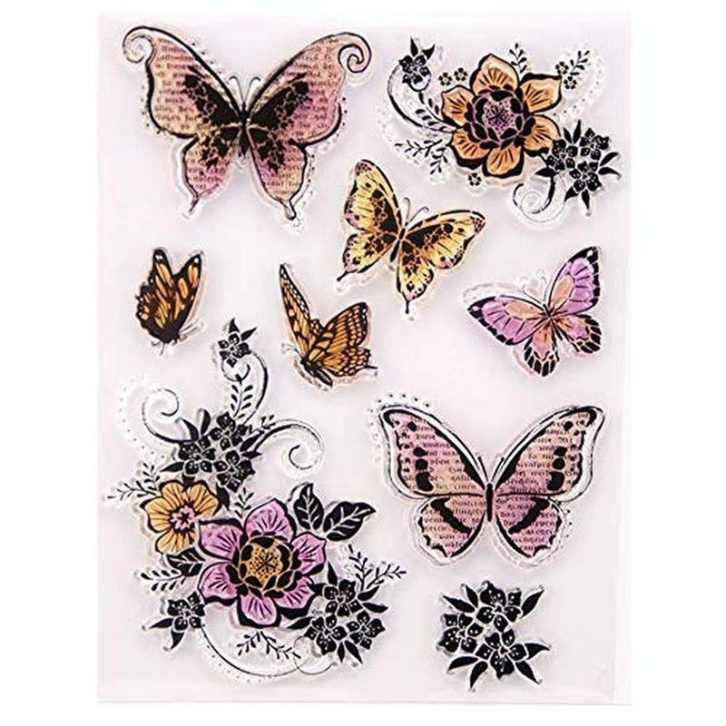 Different Butterfly Flowers Butterflies Clear Stamp Rubber Clear StampSeal ScrapbookPhoto Album Decorative Card Making Clear Stamps