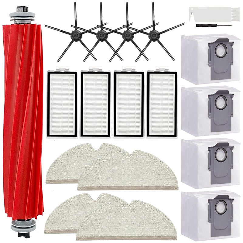 Bvhonwe 17 Pack Roborock Q7 Replacement Parts Compatible for Roborock Q7 Q7+ Q7 Max Q7 Max+ Vacuum Cleaner 1 Main Brush  4 Filter  4 Side Brush  4 Mop Cloth  4 Dust Bag - Image 1