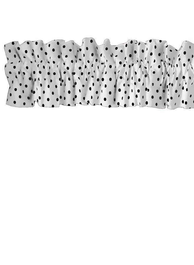 Zen Creative Designs Poly Cotton Small Polka Dots Sleeve Topper Window Valance Top Bottom Ruffle Home Décor Bedroom Nursery Kitchen Window (58" Wide x 5" Tall, Black on White) - Image 2