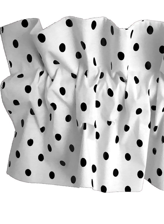 Zen Creative Designs Poly Cotton Small Polka Dots Sleeve Topper Window Valance Top Bottom Ruffle Home Décor Bedroom Nursery Kitchen Window (58" Wide x 5" Tall, Black on White) - Image 1