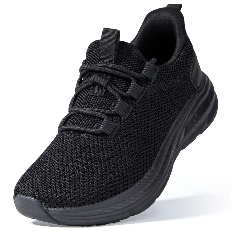 KOLILI Wide Toe Box Walking Shoes Women Hands Free Non Slip Work Shoes Tennis Athletics Gym Sports Sneakers All Black 7.5 US/39 EU - Image 1