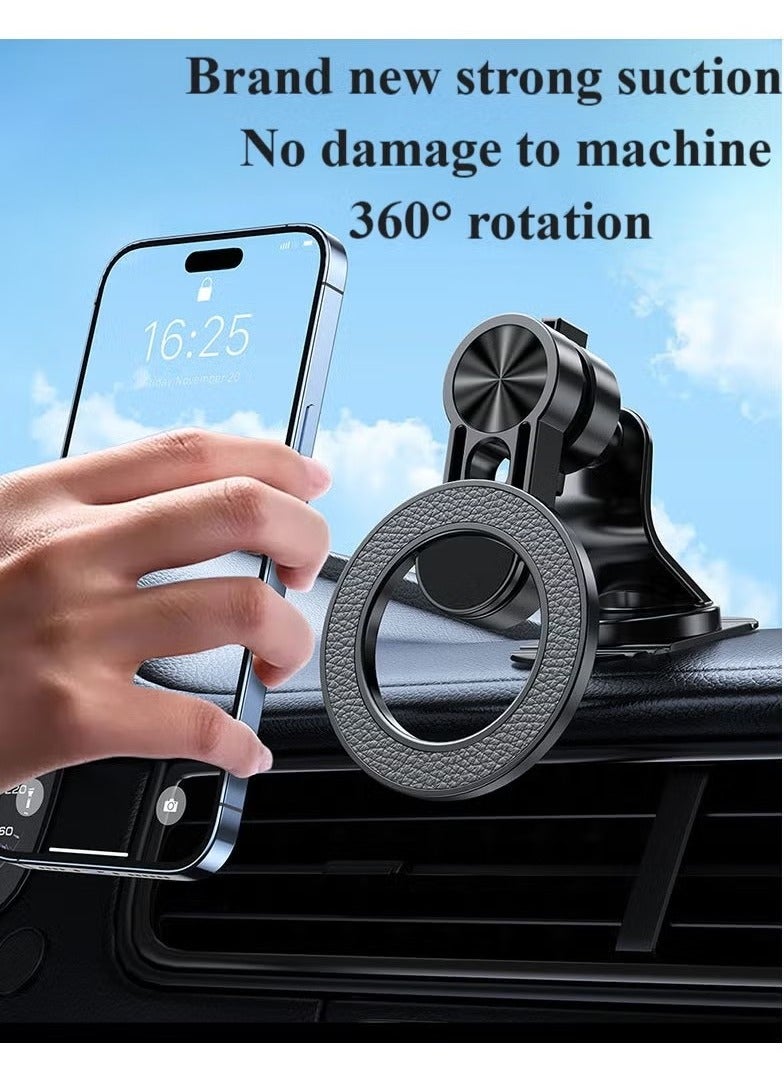 Magnetic car mobile phone holder, suitable for dashboard 360° rotatable car mobile holder, with super strong magnet, compatible with various mobile phones iPhone 15 14 13 12 series, Samsung, Huawei, etc.