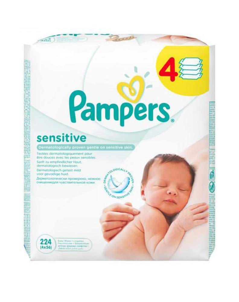 Procter & Gamble Pampers Sensitive Baby Wipes, 3+1, 224 Count