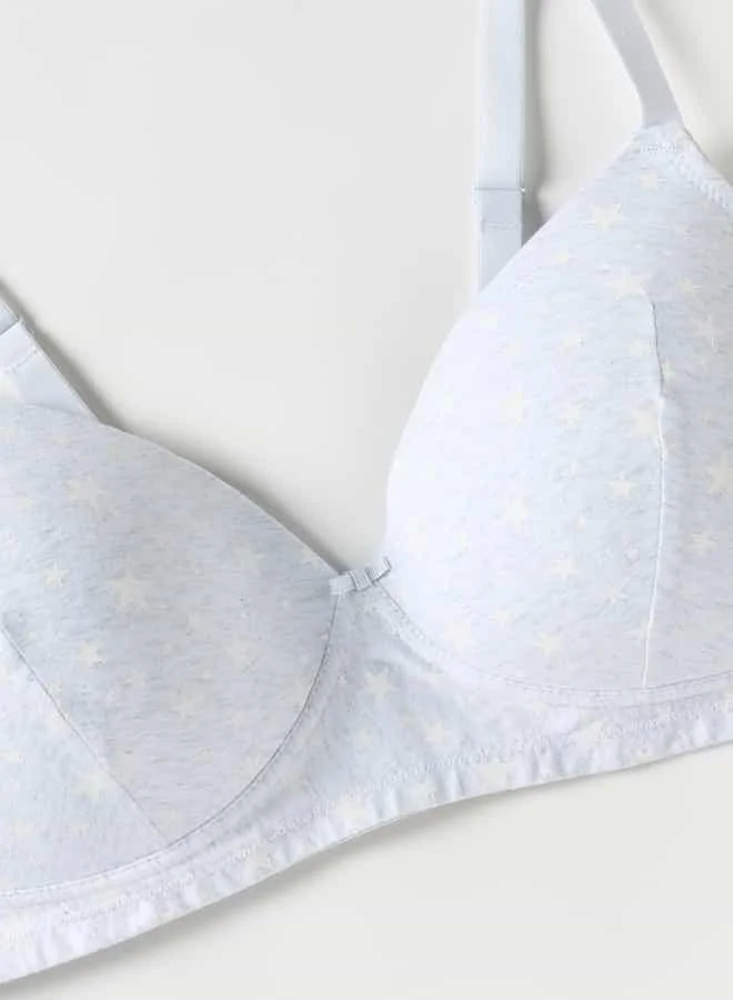 سبلاش فيڤ Printed Bra with Hook and Eye Closure