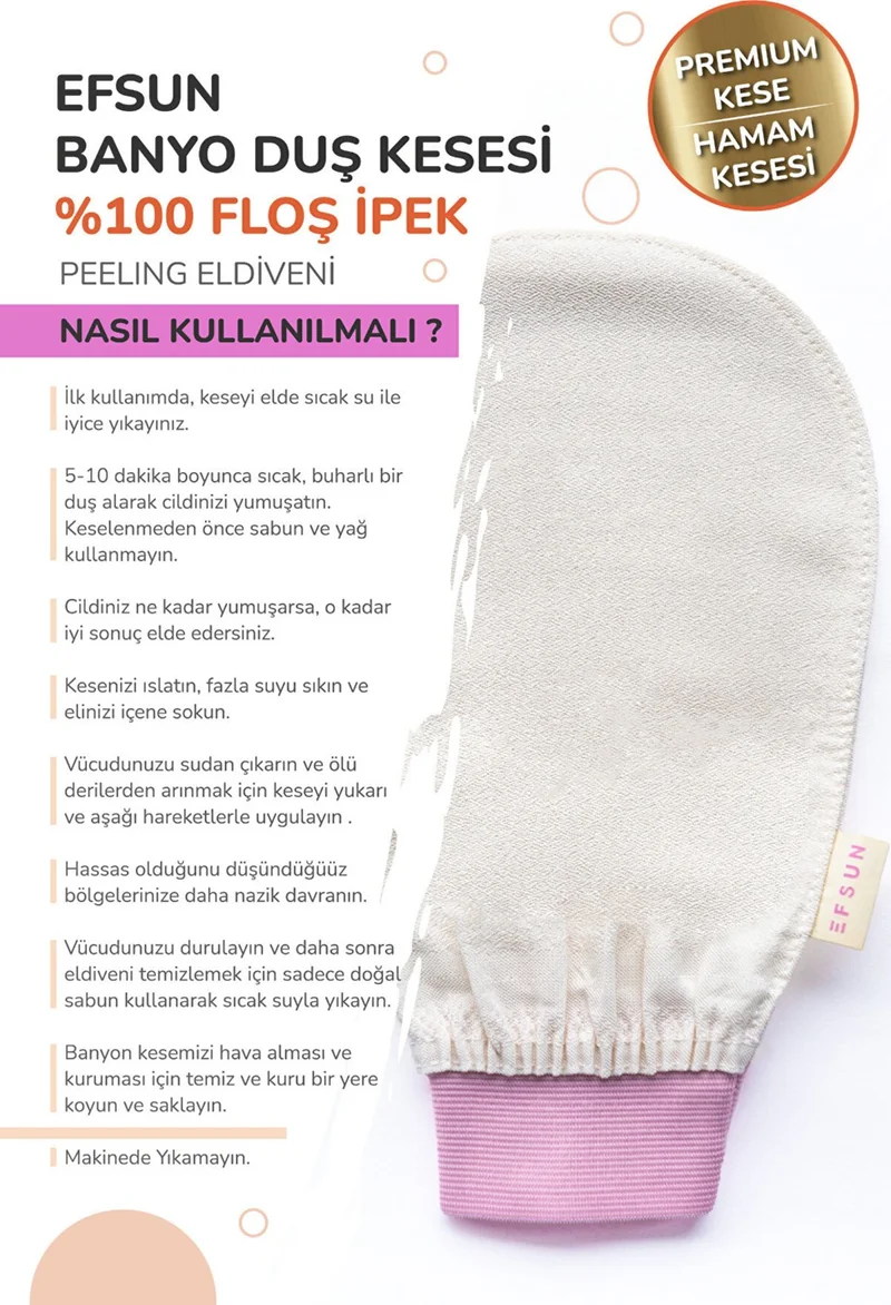 ايفسون Bath Shower Scrub Exfoliating Glove 100% Flush Silk For Women, Premium Scrub, Bath Scrub, pink
