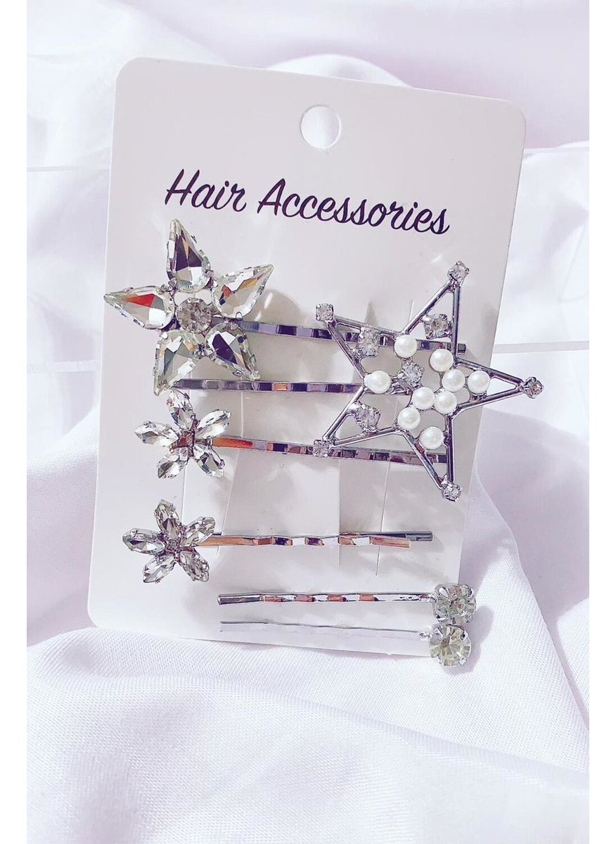 Bahels - Women's 6-Piece Silver Color Star Crystal Stone Luxury Buckle Set - Image 1