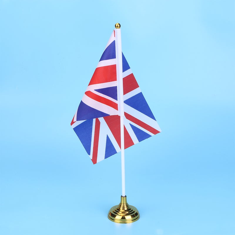 30pcs Britain Desktop Flag UK National Country Flag Table Flags Desk Decoration for Home Office (30pcs Round Base and 30pcs Britain Flag) - Image 3