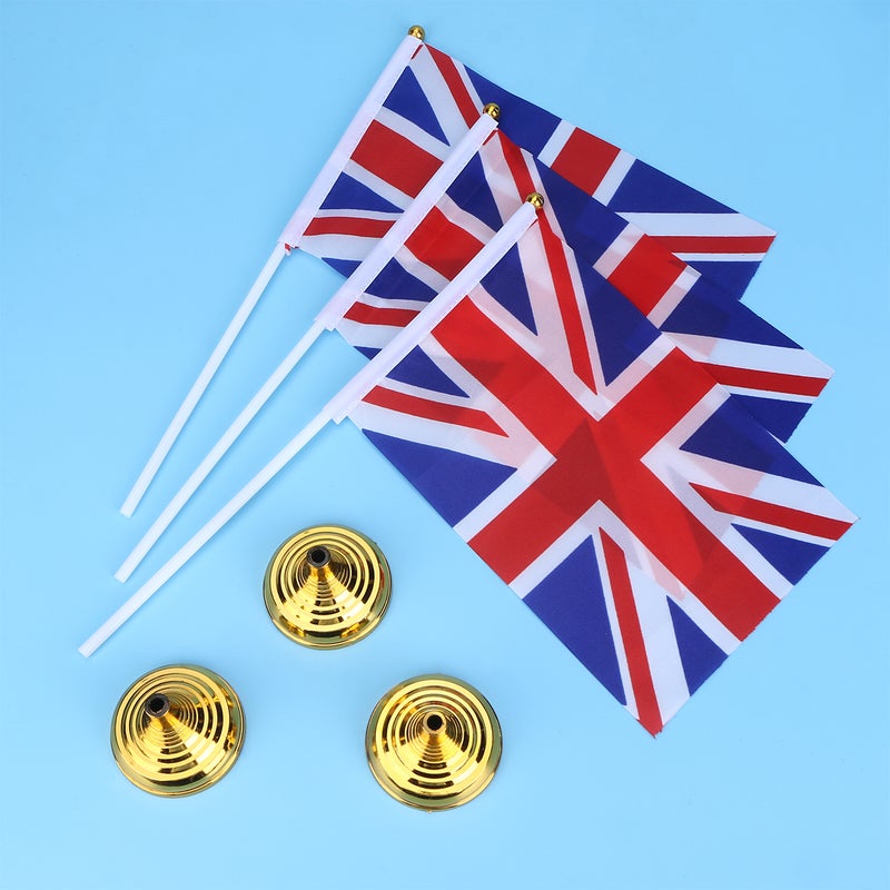 30pcs Britain Desktop Flag UK National Country Flag Table Flags Desk Decoration for Home Office (30pcs Round Base and 30pcs Britain Flag) - Image 4