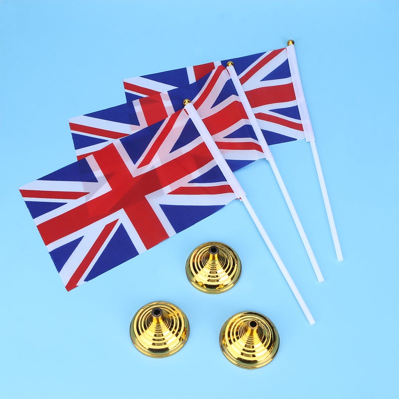 30pcs Britain Desktop Flag UK National Country Flag Table Flags Desk Decoration for Home Office (30pcs Round Base and 30pcs Britain Flag) - Image 2