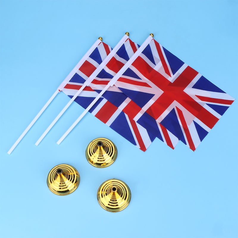 30pcs Britain Desktop Flag UK National Country Flag Table Flags Desk Decoration for Home Office (30pcs Round Base and 30pcs Britain Flag) - Image 5