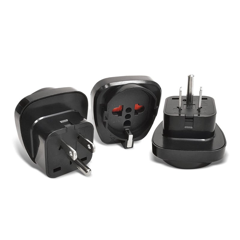 OREI OREI Europe to US Plug Adapter, Grounded European to USA Adapter, American Outlet Plug Adapter, EU to US Adapter, Europe to USA Travel Plug Converter (3 Pack) GP-95  - Image 1