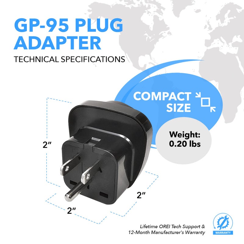 OREI OREI Europe to US Plug Adapter, Grounded European to USA Adapter, American Outlet Plug Adapter, EU to US Adapter, Europe to USA Travel Plug Converter (3 Pack) GP-95  - Image 5