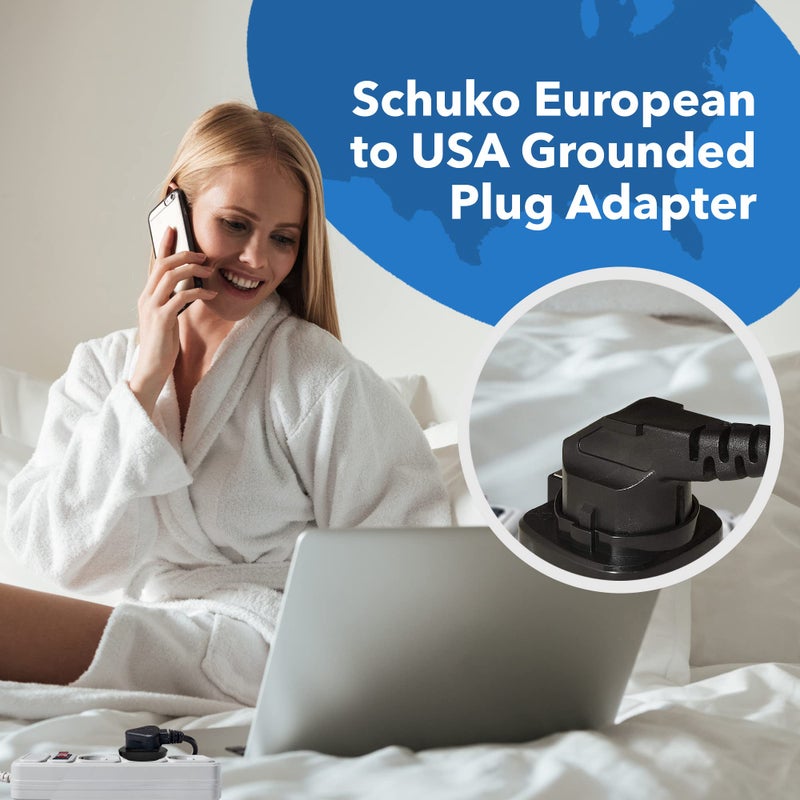 OREI OREI Europe to US Plug Adapter, Grounded European to USA Adapter, American Outlet Plug Adapter, EU to US Adapter, Europe to USA Travel Plug Converter (3 Pack) GP-95  - Image 4