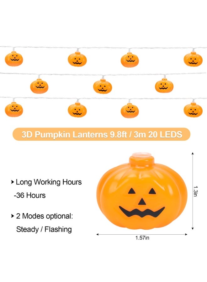 Chielor Halloween Decorations Pumpkin String Lights, USB, 3 Metres 20 Pieces Pumpkin LED  Lights Cute Waterproof Orange Lights for Indoor Outdoor Party  Decoration Bedroom Windows - Image 3