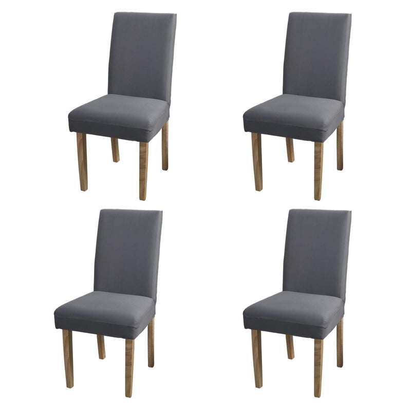 YEESSION Stretch Dining Chair Covers Removable Washable Seat Parson Chair Protector Slipcover for Dining RoomPartyBanquetHotelCeremony Set of 4 Gray