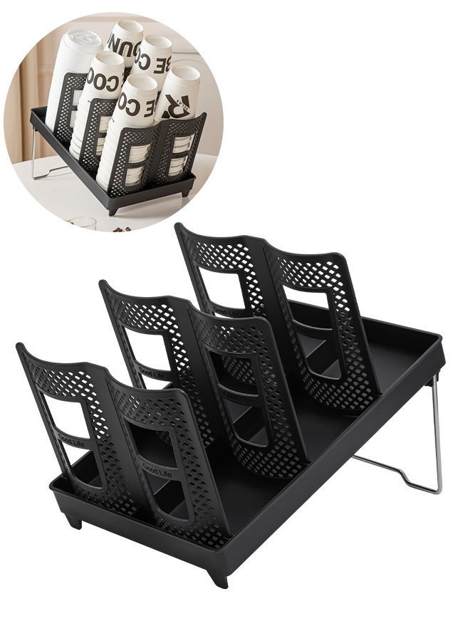 BF HOME Adjustable Coffee Cup Holder Organizer 6 Compartment Disposable Cup Storage Basket for Coffee Station Bar Countertop Breakroom - Image 2