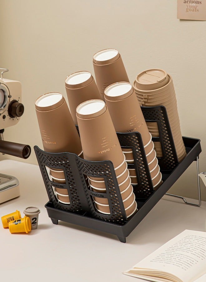 BF HOME Adjustable Coffee Cup Holder Organizer 6 Compartment Disposable Cup Storage Basket for Coffee Station Bar Countertop Breakroom - Image 1