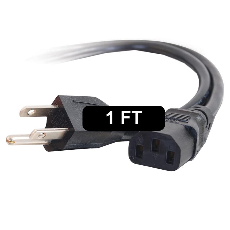 C2G 1FT Replacement AC Power Cord - Power Cable for Electronics, TV, Computer, Printer, Radio, Monitor, Samsung, Dell, Vizio, LG, Asus, Laptop and More (24240) - Image 1