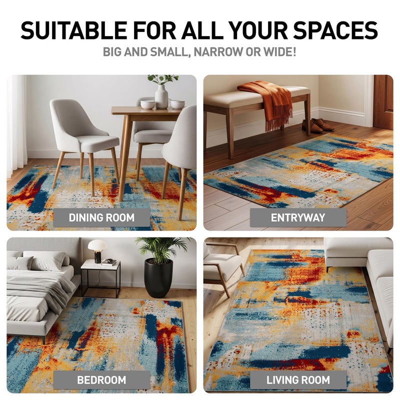 Rugshop Sky Collection Abstract Area Rug, Non-Shedding Carpet for Living Room,Bedroom or Dining Room, 5' x 7' - Image 3