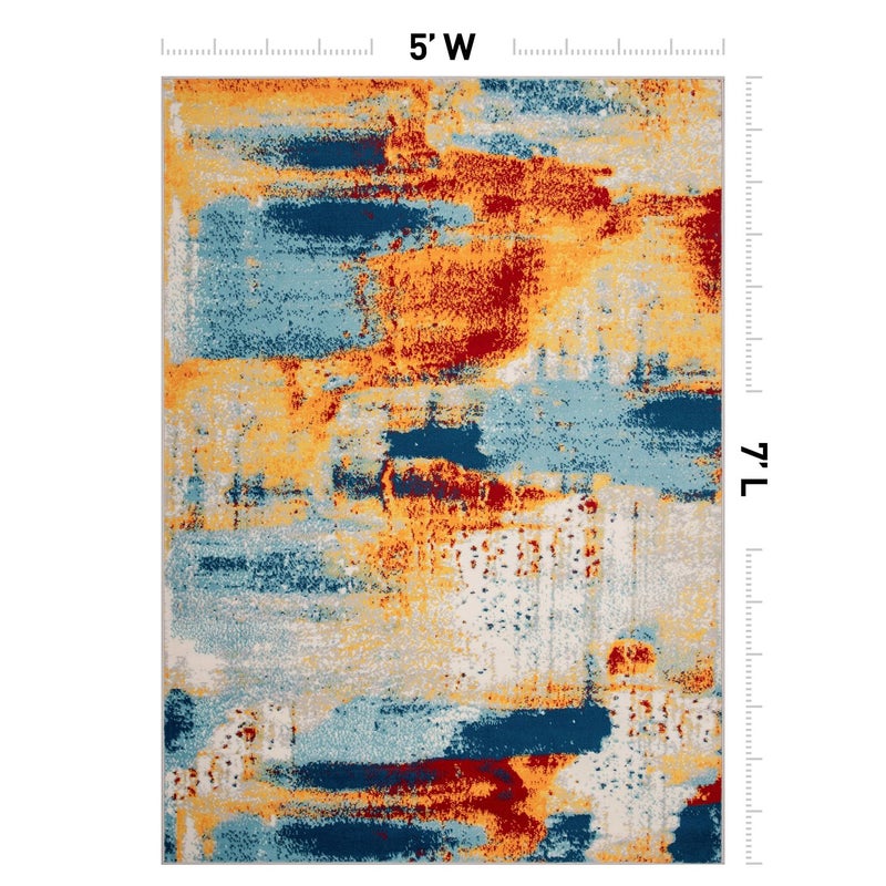 Rugshop Sky Collection Abstract Area Rug, Non-Shedding Carpet for Living Room,Bedroom or Dining Room, 5' x 7' - Image 2