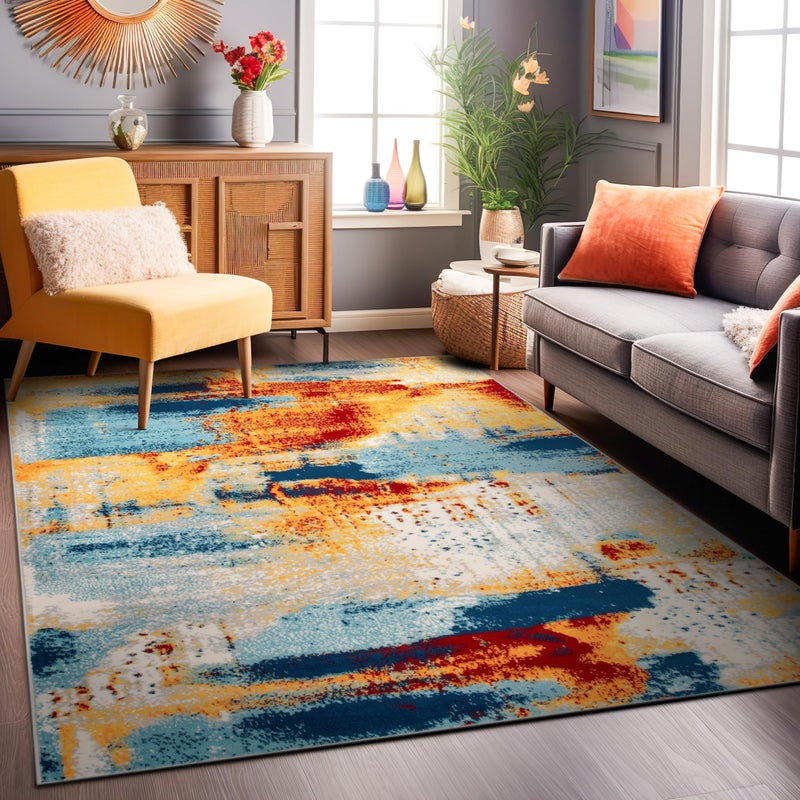 Rugshop Sky Collection Abstract Area Rug, Non-Shedding Carpet for Living Room,Bedroom or Dining Room, 5' x 7' - Image 1