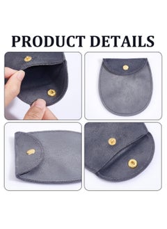 SYOSI 12Pcs Velvet Jewelry Storage Pouches, 8.3x7.7x0.8cm Gray Jewelry Bags with Golden Tone Snap Fastener Small Jewelry Gift Pouch for Jewelry Storage Keeping Wedding Favor Party Gift Packaging  - Image 4