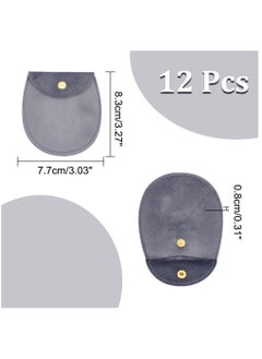SYOSI 12Pcs Velvet Jewelry Storage Pouches, 8.3x7.7x0.8cm Gray Jewelry Bags with Golden Tone Snap Fastener Small Jewelry Gift Pouch for Jewelry Storage Keeping Wedding Favor Party Gift Packaging  - Image 5