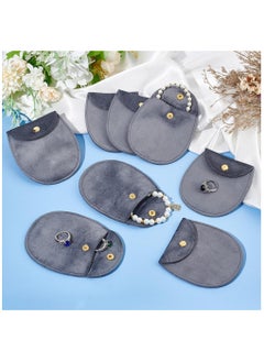 SYOSI 12Pcs Velvet Jewelry Storage Pouches, 8.3x7.7x0.8cm Gray Jewelry Bags with Golden Tone Snap Fastener Small Jewelry Gift Pouch for Jewelry Storage Keeping Wedding Favor Party Gift Packaging  - Image 3