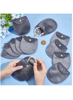 SYOSI 12Pcs Velvet Jewelry Storage Pouches, 8.3x7.7x0.8cm Gray Jewelry Bags with Golden Tone Snap Fastener Small Jewelry Gift Pouch for Jewelry Storage Keeping Wedding Favor Party Gift Packaging  - Image 2