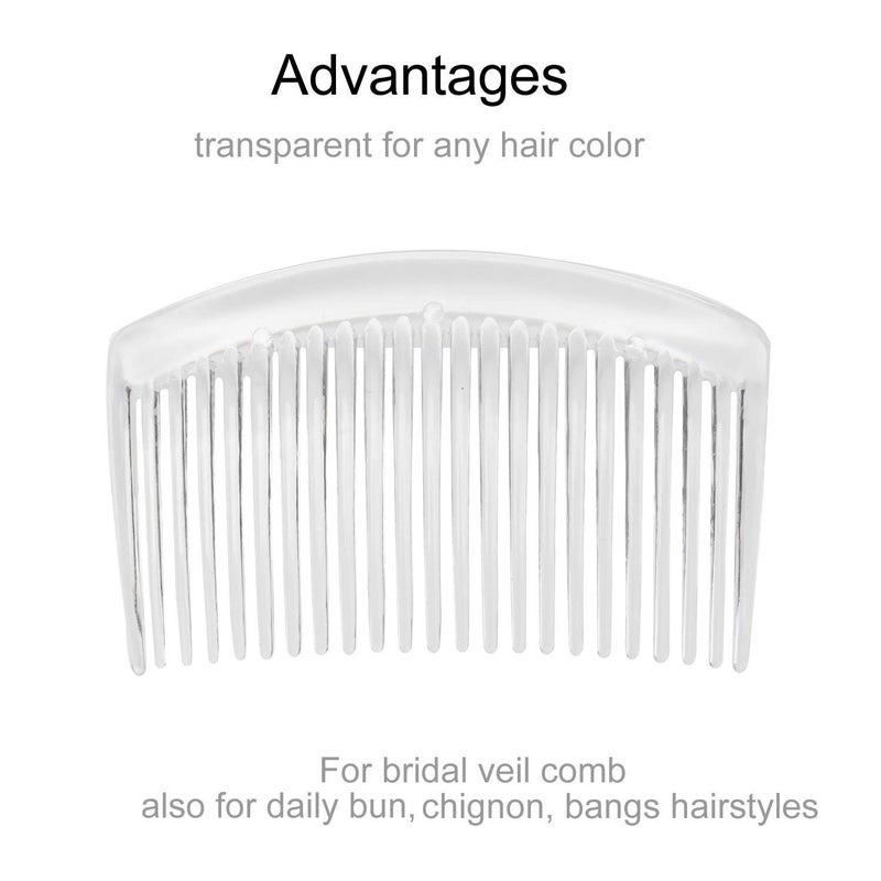 Angla 28 Pack Clear White Small Plastic Hair Side Comb With Long Teeth Hairpins Grips Barrettes Clamps Bows for Women Bridal Wedding Veil Decorative Headpiece French Twist Updo Bun Accessories - Image 4