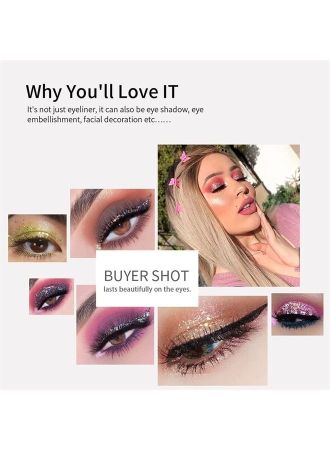 1PCS Glitter Liquid Eyeliner Shimmer Eye Liner Long Lasting Eyeshadow Women Makeup Symphony Silver Color 02