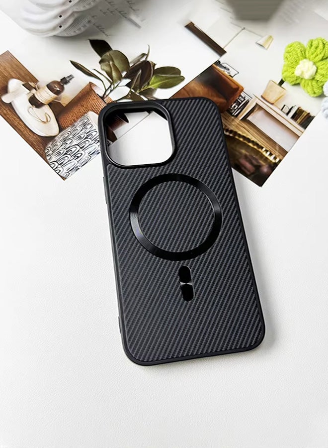 Magnetic Carbon Fiber Back Case for iPhone 12 Pro Max, Rugged Shockproof MagSafe Phone Case, Ultra Slim Case with Padded Interior to Prevent Your Phone's Back from Scratches, Supports Wireless Charging, Heavy Duty Protection and Anti-Scratch, for iPhone 12 Pro Max - Black  - Image 5