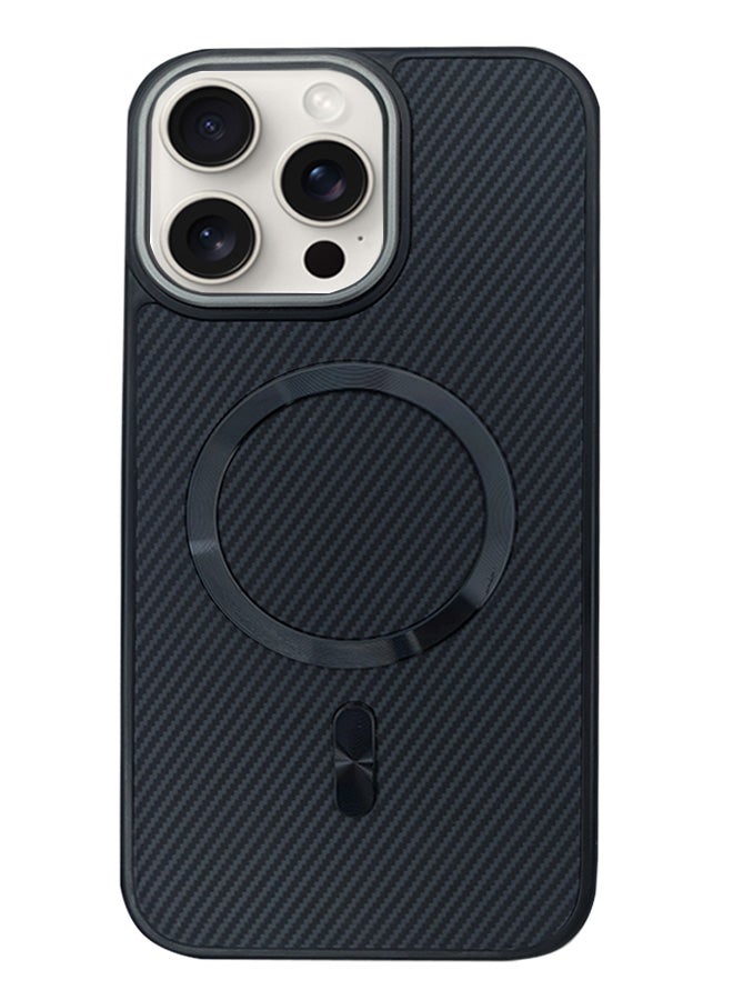 Magnetic Carbon Fiber Back Case for iPhone 12 Pro Max, Rugged Shockproof MagSafe Phone Case, Ultra Slim Case with Padded Interior to Prevent Your Phone's Back from Scratches, Supports Wireless Charging, Heavy Duty Protection and Anti-Scratch, for iPhone 12 Pro Max - Black  - Image 1