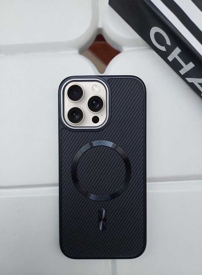 Magnetic Carbon Fiber Back Case for iPhone 12 Pro Max, Rugged Shockproof MagSafe Phone Case, Ultra Slim Case with Padded Interior to Prevent Your Phone's Back from Scratches, Supports Wireless Charging, Heavy Duty Protection and Anti-Scratch, for iPhone 12 Pro Max - Black  - Image 3