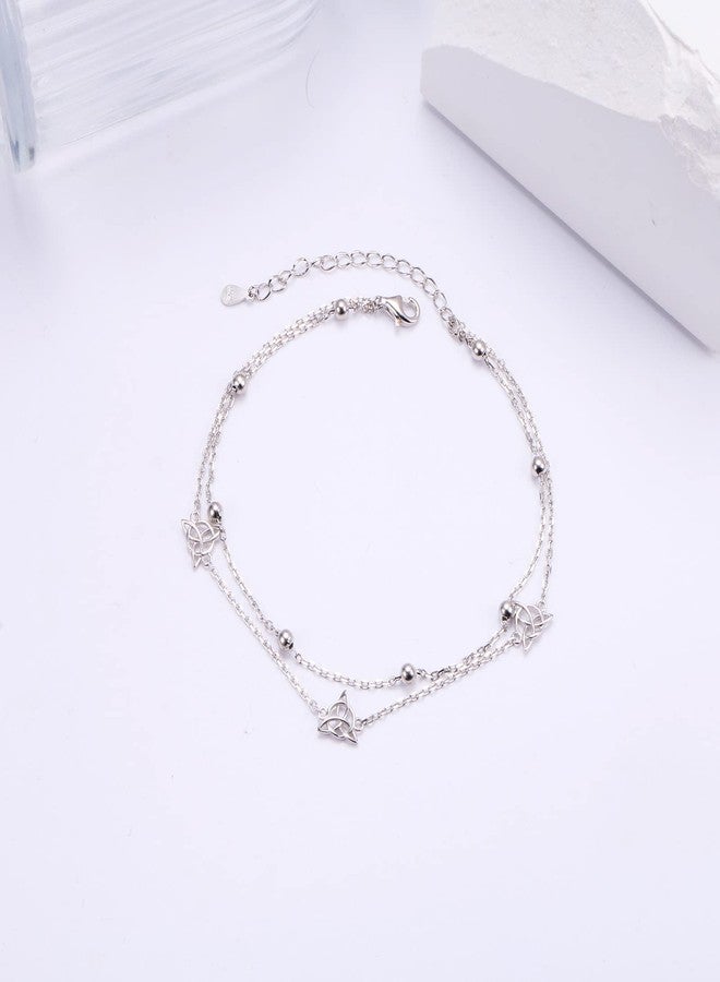 Alphm Celtic Knot Anklet for Women S925 Sterling Silver Adjustable Foot Bead Ankle Bracelet Jewelry Layered - Image 5
