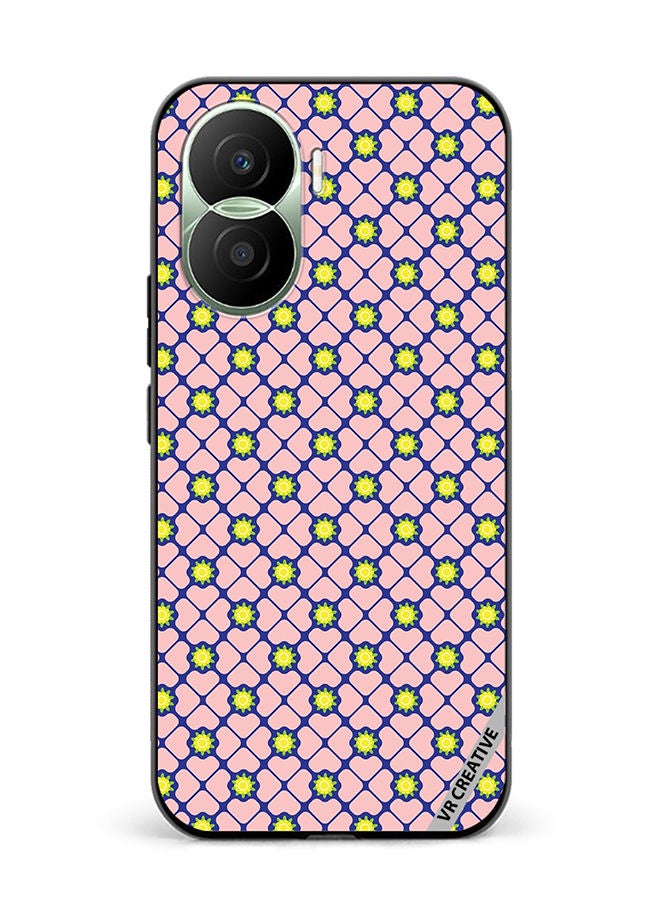VR CREATIVE Protective Case Cover For Honor Play7T Pro Abstract Clover Leaves Geometric Retro Design Multicolour - Image 1