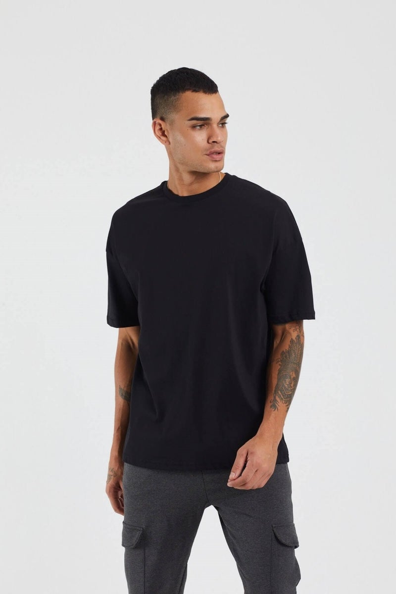 The Wert Unisex Oversize Black Solid Color T-Shirt  - Image 1