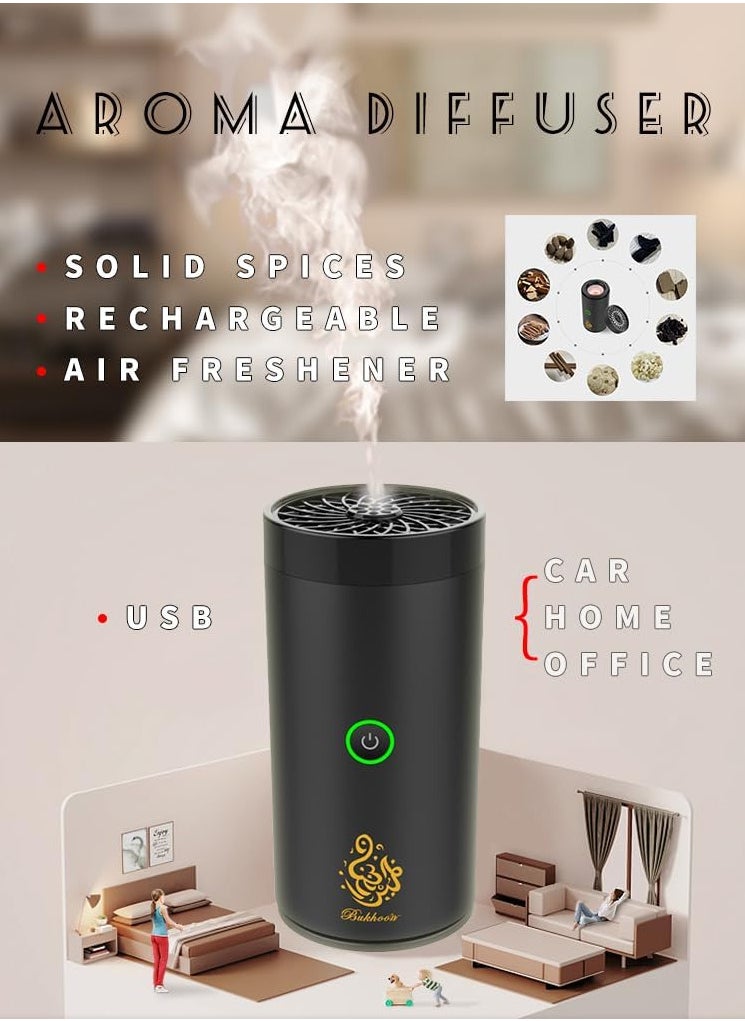Bukhoor Arabian Electronic Aromatherapy Incense Burner for Home Car, Rechargeable USB Type C Portable Electric Incense Burner Black  - Image 4