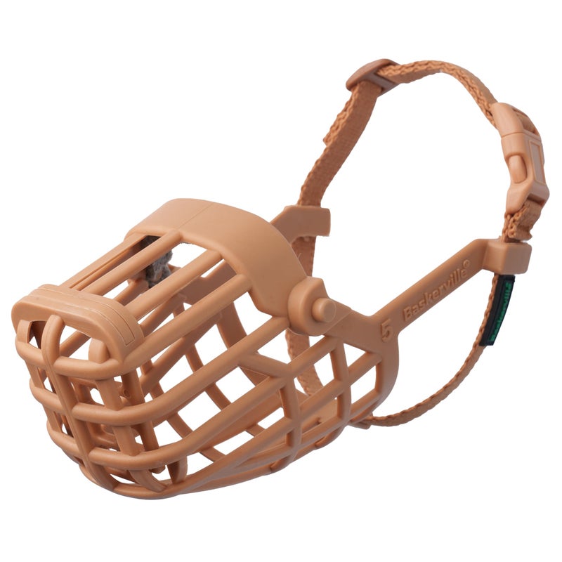Baskerville Classic Basket Muzzle - Dog can Pant and Drink, Prevents Biting and Food Waste Scavenging, Strong TPR, Ideal for Longer Nosed Dogs, Breathable Dog Training Muzzle for Medium Dogs (Size 6) - Image 1