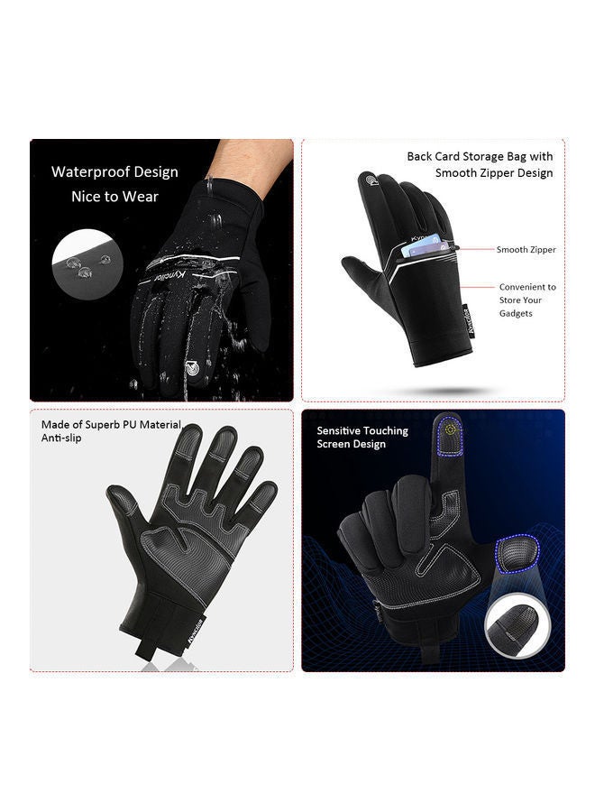 NIBEMINENT Pair Of Sensitive Screen Touching Waterproof Back Zipper Gloves S  - Image 5