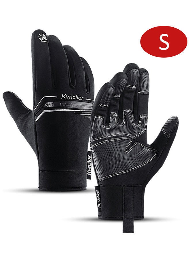 NIBEMINENT Pair Of Sensitive Screen Touching Waterproof Back Zipper Gloves S  - Image 1