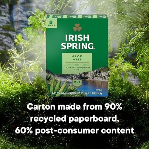 Irish Spring Aloe Mist Deodorant Bar Soap for Men, 12 Hour Fresh Deodorant Soap, 3.7 oz Bar (8 Pack) - Image 5