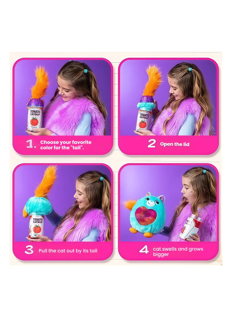 general Long-haired Monster Curly-tailed Cat Plush Toy, Realistic Cat Blind Box, Doll Keychain, Children's Gift (1 Piece) - Image 3