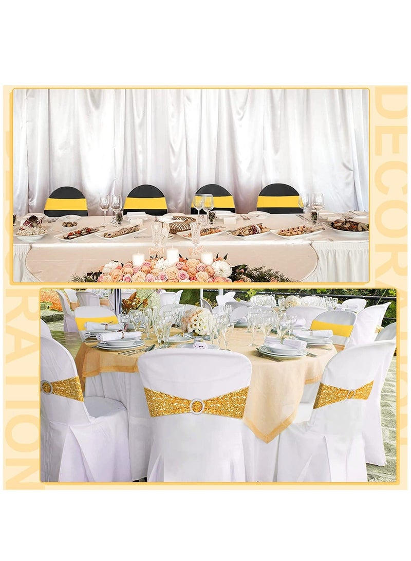 Captaintech Chair Sashes Set, One-Sided Sequin Chair Sashes Chair Bows, for Wedding Bridal Shower Birthday Banquet Reception(Gold, 20 Pcs) - Image 5